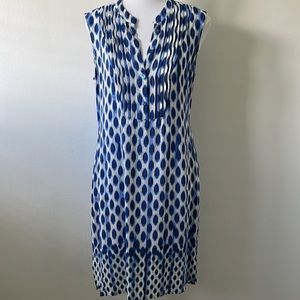 Nic+Zoe Sleeveless Shift Dress Blue and White